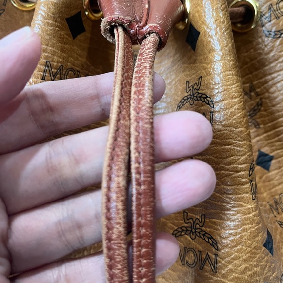 MCM VINTAGE COGNAC VISETOS DRAWSTRING HANDBAG - Picture 8 of 16